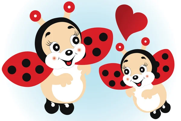 Mignon ladybirds dans l'amour — Image vectorielle