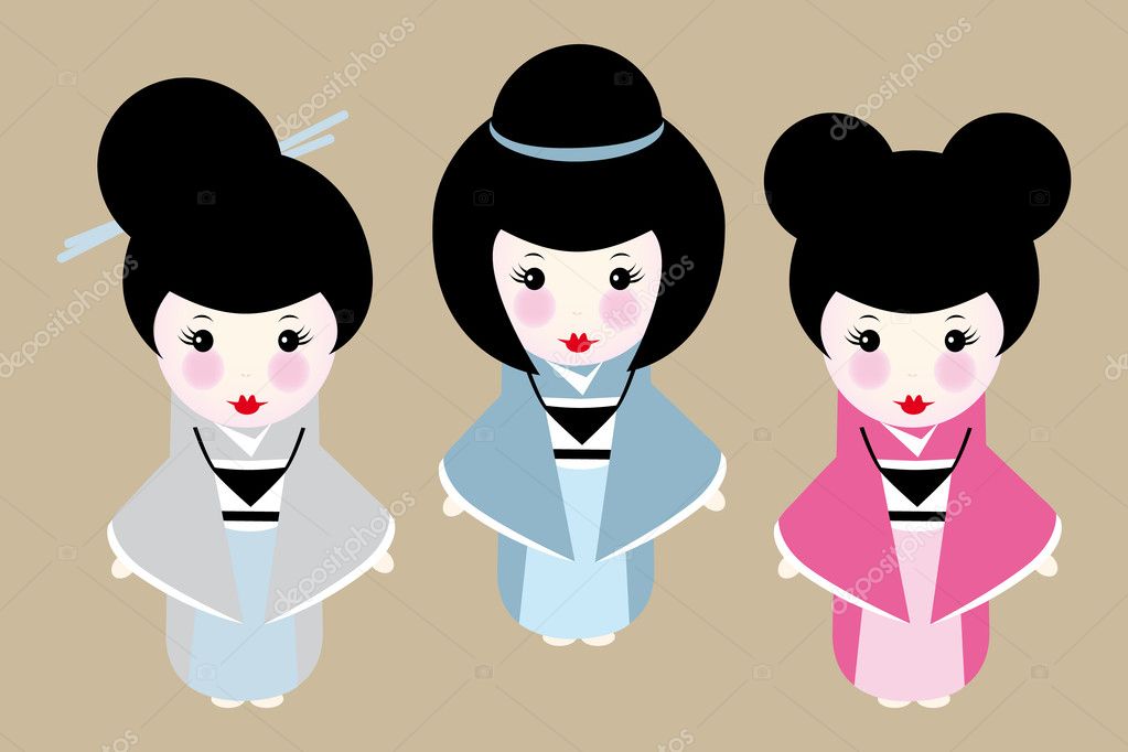 Japanese dolls — Stock Vector © vivelafrance #9782773