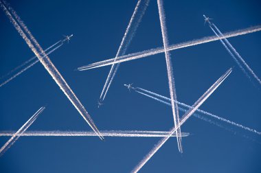 A lot of airplanes flying clipart