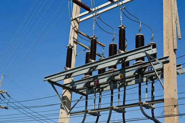 stock image Electricity post with blue sky