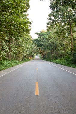 Yol ve bulutlu mavi gökyüzü