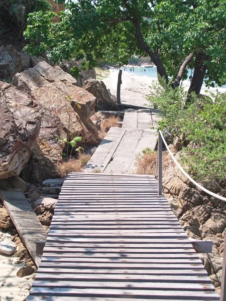 Seaside wood bridge — Stock Photo, Image