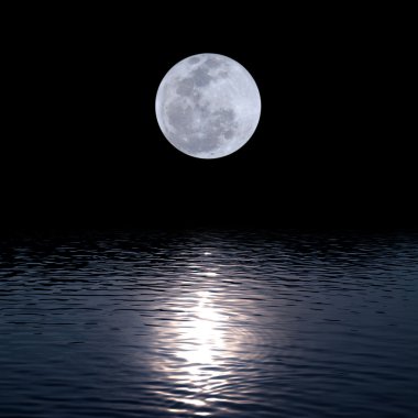 Full moon over water clipart