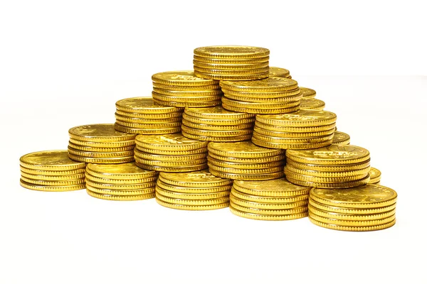 Pyramid from coins of yellow metal — Stock Photo, Image
