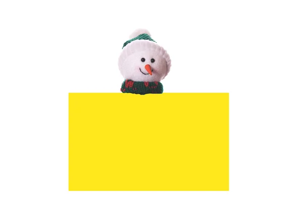 雪だるまのクリスマス イエロー カード — ストック写真