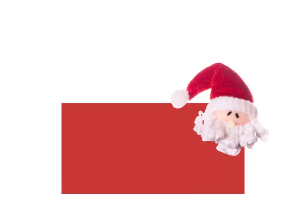 Cartão vermelho de Natal com uma cara Papai Noel — Fotografia de Stock