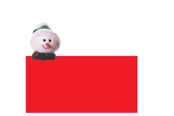 눈사람 레드 크리스마스 카드 — 스톡 사진