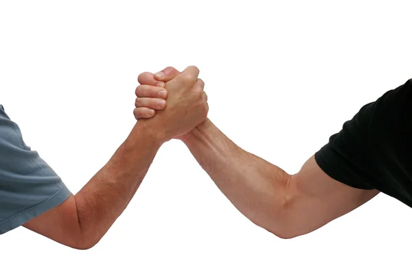 Männer mit zwei Händen ringen Stockbild