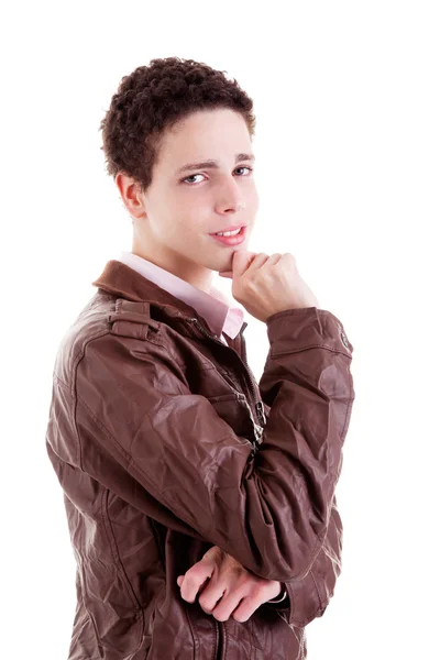 Joven guapo sonriendo sobre fondo blanco. Captura de estudio —  Fotos de Stock