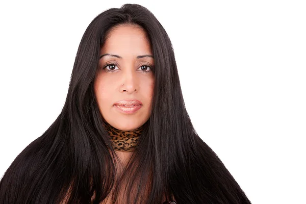 Reife lateinische Frau, isoliert auf weißen Studioaufnahmen — Stockfoto