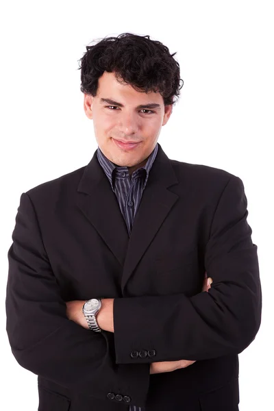 Handsome and happy businessman isolated on white background. studio shot — Stock Photo, Image