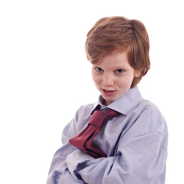 Barnets skjorta och slips, leende — Stockfoto