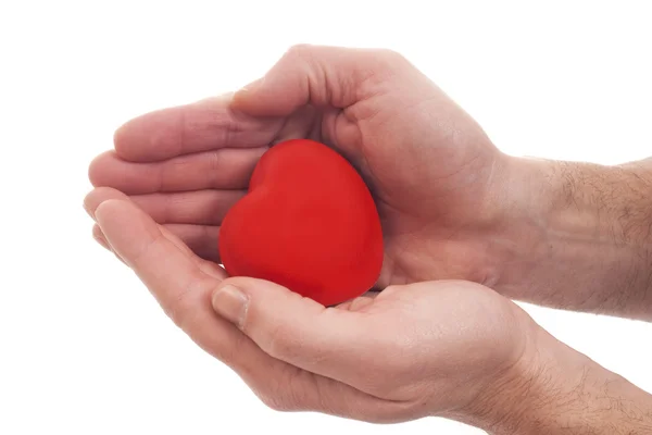 Valentines - red heart in hands — Stock Photo, Image