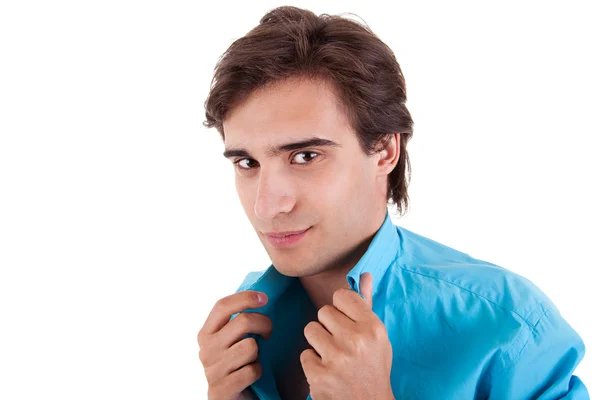 Handsome man, with blue shirt — Stock Photo, Image