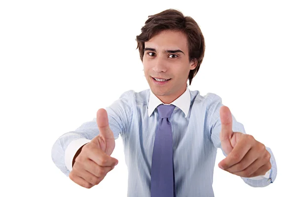 Young businessman giving consent, with thumb up — Stock Photo, Image