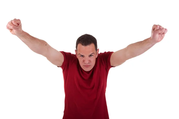 Portrait of a happy man with his arms raised — Stock Photo, Image