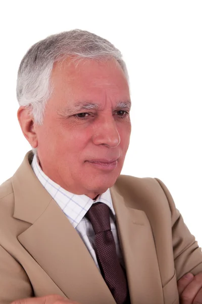 Portrait of a handsome mature businessman on white background, studio shot — Stock Photo, Image