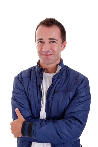 Porträt eines gutaussehenden Mannes mittleren Alters auf weißem Hintergrund. Studioaufnahme — Stockfoto