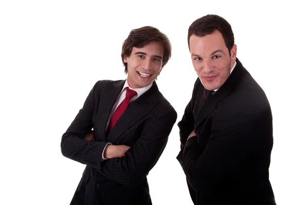 Two happy businessmen, isolated on white background — Stock Photo, Image