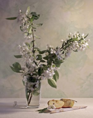 Still life with a flowering branch clipart