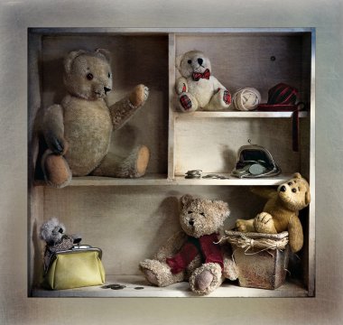 Shelf with a teddy bear clipart