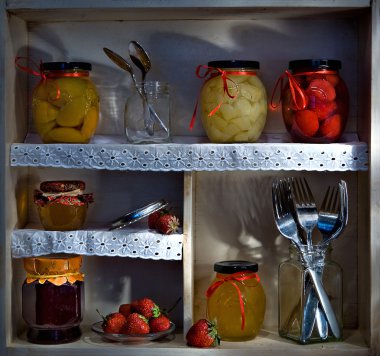 Shelf with jam clipart