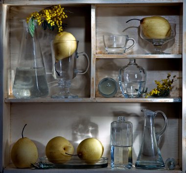 Shelf with pears clipart