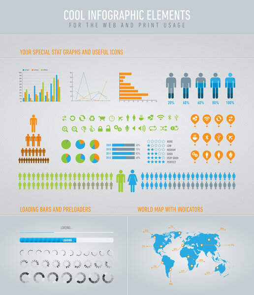 Cool infographic elements for the web and print usage