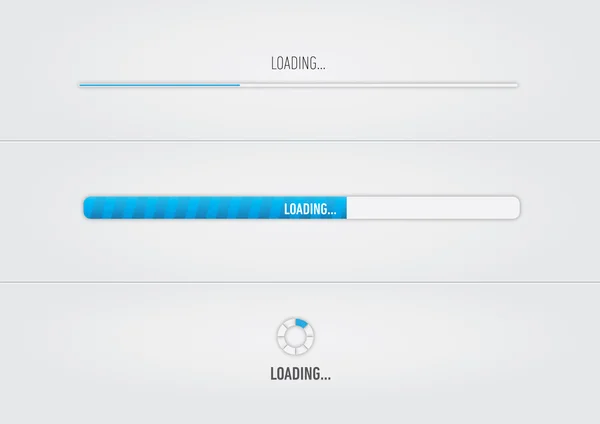 Blue loading bars and spiner with "Loading"... text — стоковый вектор