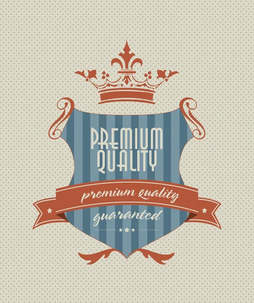 Vintage styled shield label with premium guality inscription — Stock Vector