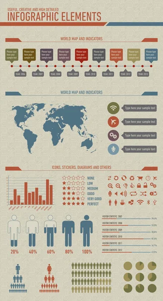 유용한, 높은 상세 하 고 빈티지 스타일 infographic 요소 — 스톡 벡터