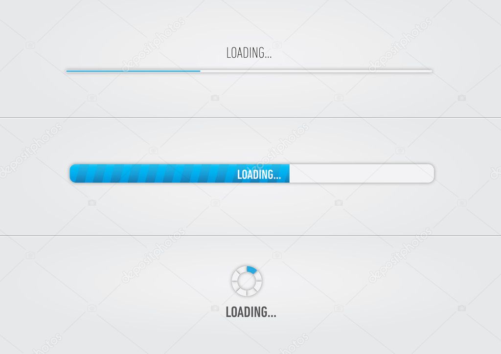 Blue loading bars and spiner with 