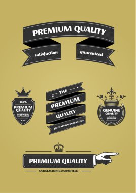 Collection of Premium Quality and Guarantee Labels with retro vi clipart