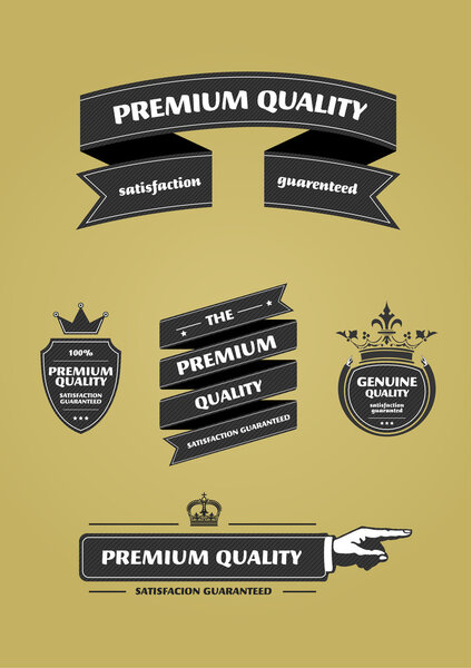 Collection of Premium Quality and Guarantee Labels with retro vi