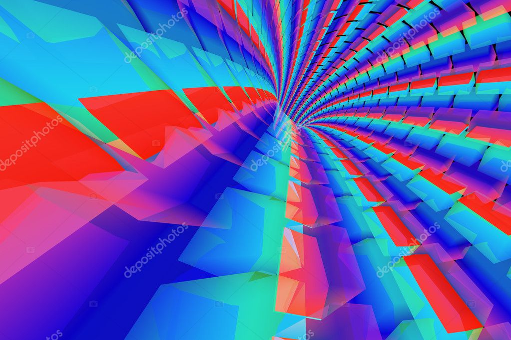 This tunnel bright colours red green and blue abstract