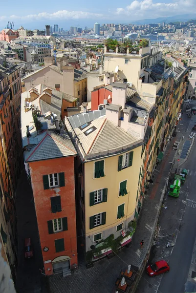 stock image City landscape with a corner house at the head