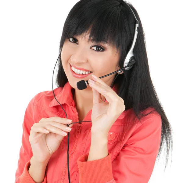 Fülhallgató szórakoztató nő-szereplő — Stock Fotó