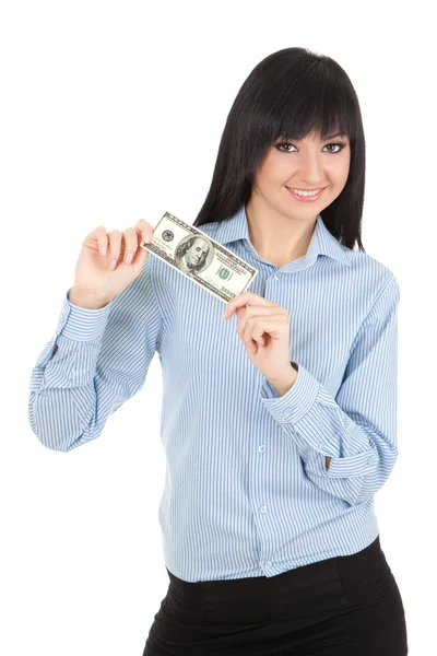 Jovem mulher de negócios com dinheiro — Fotografia de Stock