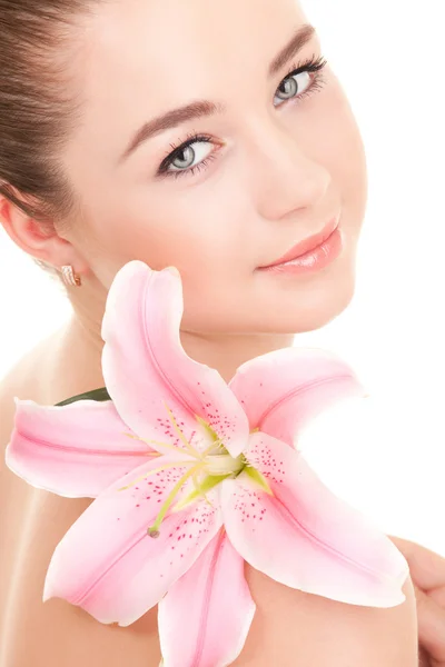 Mujer linda con flor Fotos De Stock