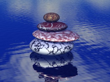 Stack of balanced stones on the sea clipart