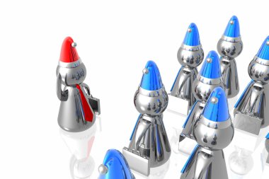 iş takım lideri olan santa şapkalar ile