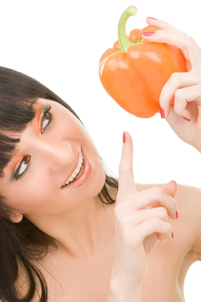 Cute girl with pepper — Stock Photo, Image