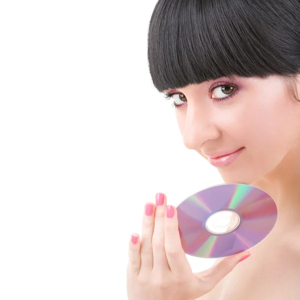 Молода красива дівчина з диском — стокове фото