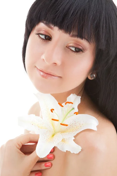 Cute woman with flower — Stock Photo, Image