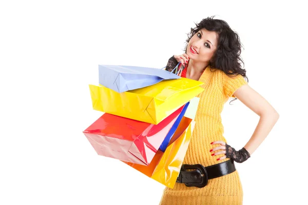 Fashion woman with color packages — Stock Photo, Image