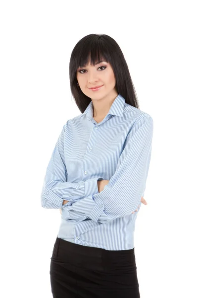 Giovane donna d'affari isolata sullo sfondo bianco — Foto Stock