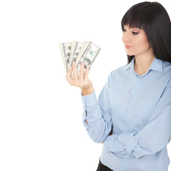 Joven mujer de negocios con dinero —  Fotos de Stock