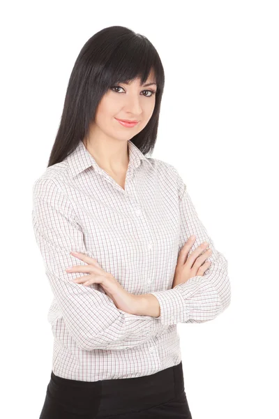 Jonge zakenvrouw geïsoleerd op de witte achtergrond — Stockfoto