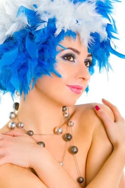 Afbeelding van carnaval vrouw over witte achtergrond — Stockfoto