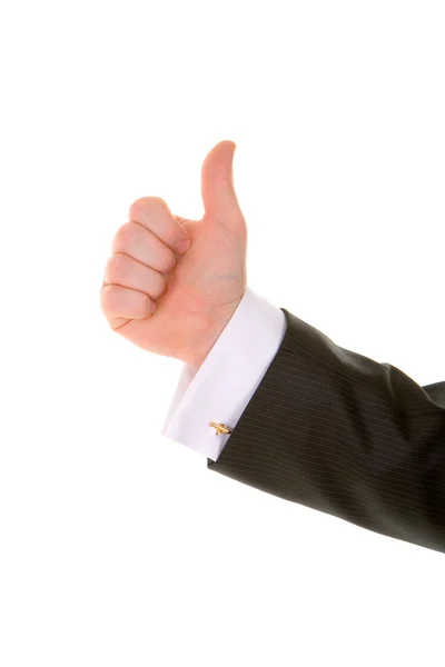 Бізнесмен жест руки ізольований на білому тлі — стокове фото